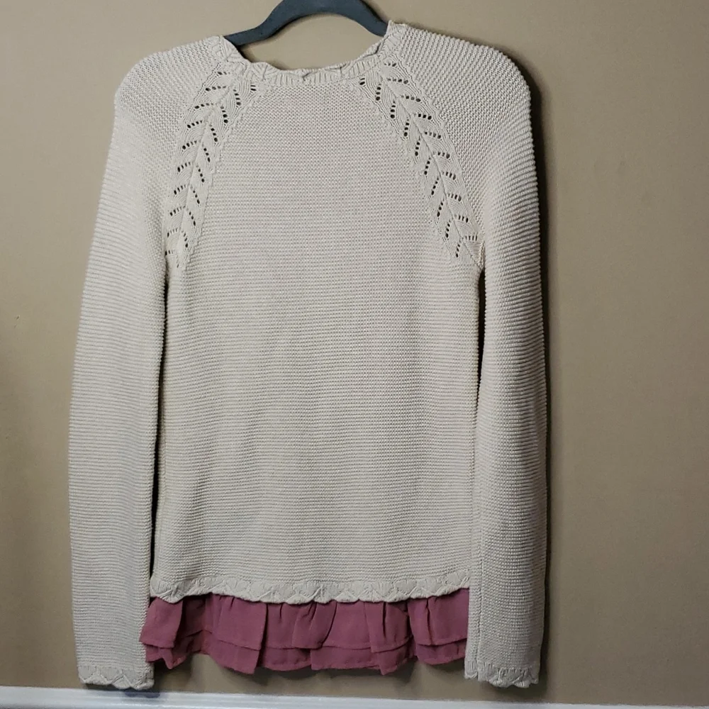 Garnet Hill Girl’s Organic Cotton Layered Sweater Size XL